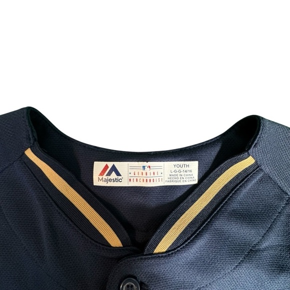 Milwaukee Brewers Jonathan Lucroy #20 MLB Majestic Kids Jersey Size Large 14-16 - Picture 4 of 12